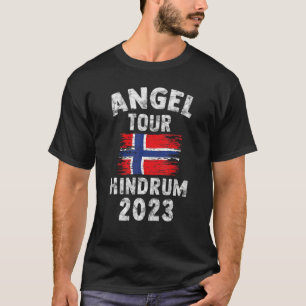 Hindrum 2023 Angel Tour naar Noorwegen met vlag T-shirt