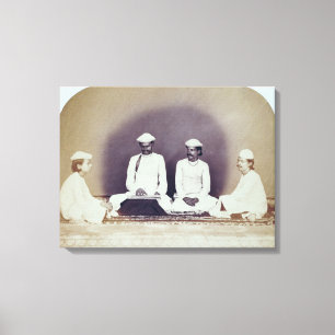 Hindu Brahmins in Delhi, 19e eeuw (foto sepia) Canvas Afdruk
