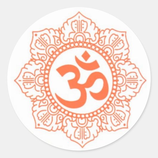 HINDU - BUDDHA SYMBOLEN OM, OHM RONDE STICKER (Voorkant)