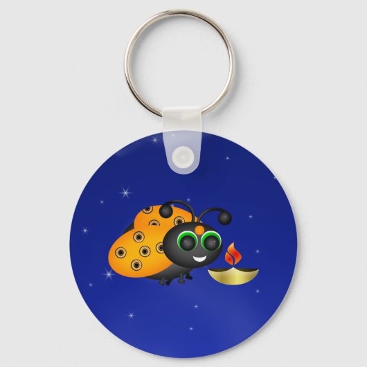 Hindu Diwali Ladybug met Deepa Sleutelhanger (Voorkant)