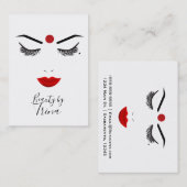 Hindu Dot Beauty Face Lashes & Red Lips Makeup Visitekaartje (Voorkant / Achterkant)