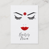 Hindu Dot Beauty Face Lashes & Red Lips Makeup Visitekaartje (Voorkant)