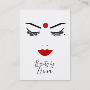 Hindu Dot Beauty Face Lashes & Red Lips Makeup Visitekaartje
