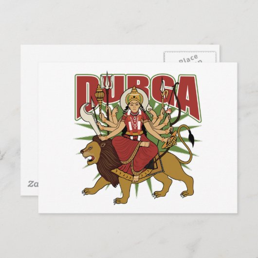 Hindu Durga Briefkaart (Voorkant / Achterkant)