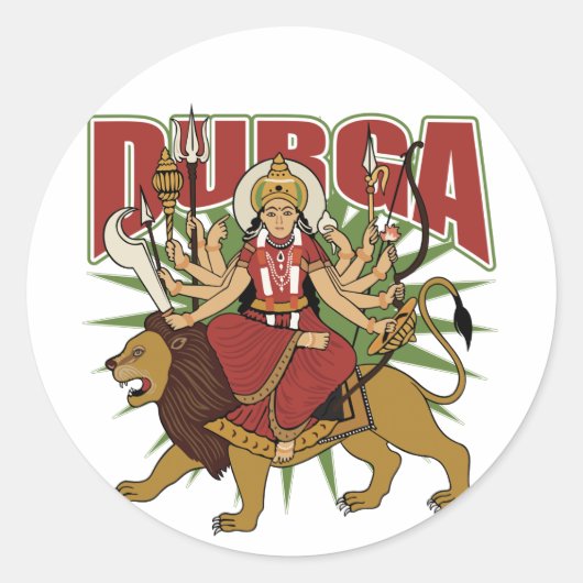 Hindu Durga Ronde Sticker (Voorkant)