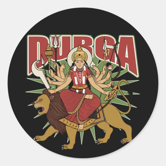 Hindu Durga Ronde Sticker (Voorkant)
