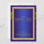 Hindu Ganesh Blauw, Gouden Peacock Bruiloft Uitnod Kaart (Achterkant)
