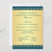 Hindu Ganesh Blauwgroen Gold Scroll Wedding Invite Kaart (Achterkant)