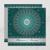 Hindu Ganesh Blauwgroen, Silver Scrolls Bruiloft U Kaart (Voorkant / Achterkant)