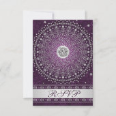 Hindu Ganesh Paars, Silver Scroll Wedding RSVP Kaart (Voorkant)