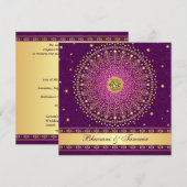 Hindu Ganesh Paarse Gold Scrolls Weddenschap Kaart (Voorkant / Achterkant)