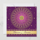 Hindu Ganesh Paarse Gold Scrolls Weddenschap Kaart (Voorkant)