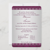 Hindu Ganesh Plum, Silver Scrolls Wedding Invite 2 Kaart (Achterkant)