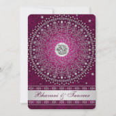 Hindu Ganesh Plum, Silver Scrolls Wedding Invite 2 Kaart (Voorkant)