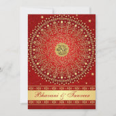 Hindu Ganesh Red Gold Scroll Wedding Invite 2 Kaart (Voorkant)