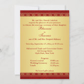 Hindu Ganesh Red Gold Scroll Wedding Invite 2 Kaart (Achterkant)