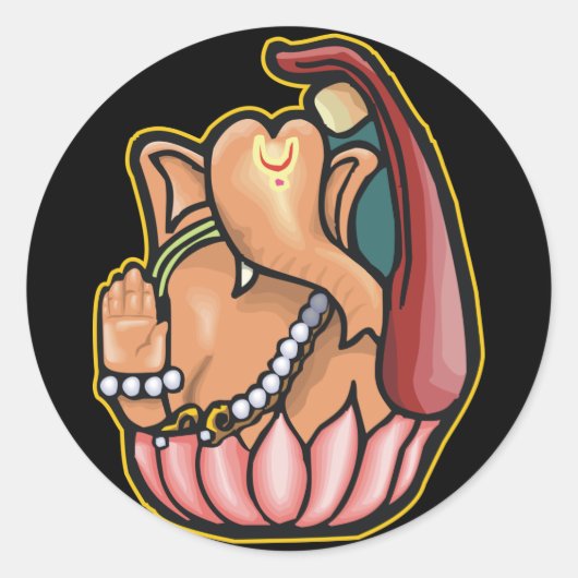 Hindu Ganesh Ronde Sticker (Voorkant)