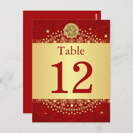 Hindu Ganesh Rood, Gouden Tafel Nummer Post Kaart (Voorkant / Achterkant)