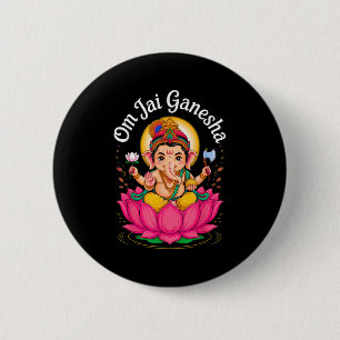 Hindu Ganesha Puja Olifant God India Meditatie Ronde Button 5,7 Cm