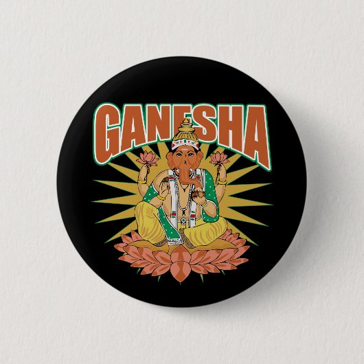 Hindu Ganesha Ronde Button 5,7 Cm (Voorkant)
