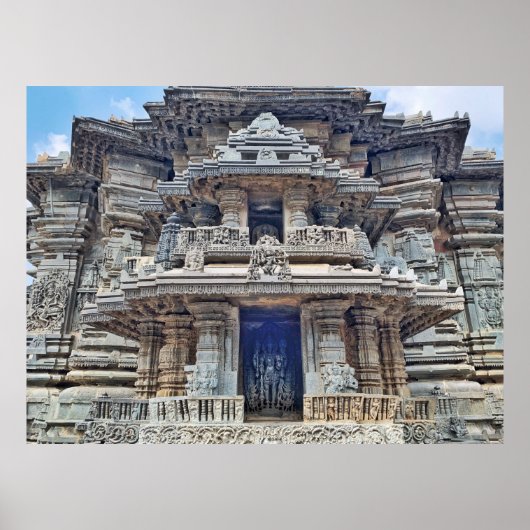 Hindu God carvings in Belur, Karnataka, India Poster (Voorkant)