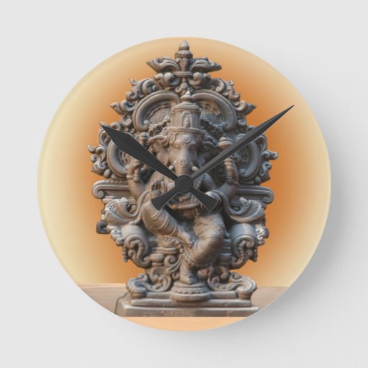 HINDU GOD GANESH WALL CLOCK RONDE KLOK (Voorkant)