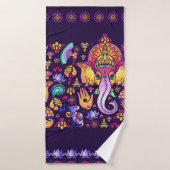 Hindu God Ganesha en Indische symbolen in strips Badhanddoek (Badhanddoek)