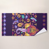 Hindu God Ganesha en Indische symbolen in strips Badhanddoek (Badhanddoek)