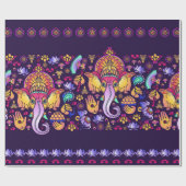 Hindu God Ganesha en Indische symbolen in strips Cadeaupapier (Vlak)