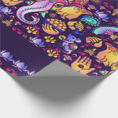 Hindu God Ganesha en Indische symbolen in strips Cadeaupapier (Hoek)