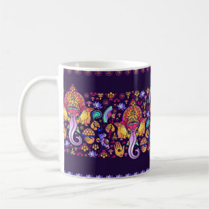 Hindu God Ganesha en Indische symbolen in strips Koffiemok