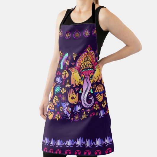 Hindu God Ganesha en Indische symbolen in strips Schort (Insitu)