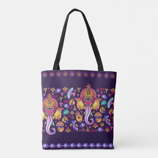 Hindu God Ganesha en Indische symbolen in strips Tote Bag (Achterkant)