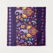 Hindu God Ganesha en Indische symbolen in strips Wandkleed (Voorkant (horizontaal))