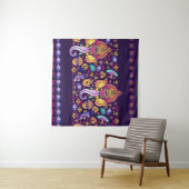 Hindu God Ganesha en Indische symbolen in strips Wandkleed (In Situ (horizontaal))