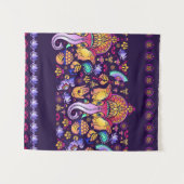 Hindu God Ganesha en Indische symbolen in strips Wandkleed (Voorkant (horizontaal))