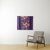 Hindu God Ganesha en Indische symbolen in strips Wandkleed (In Situ (horizontaal))