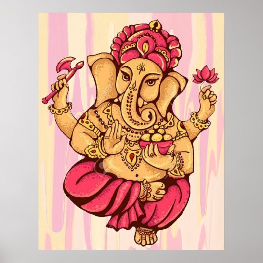 Hindu God Lord Ganesh Ganesha Happiness Rikt God Poster (Voorkant)