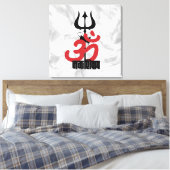 Hindu God Shiva Om Namah Shivay met Trident OM Canvas Afdruk (Insitu (Slaapkamer))