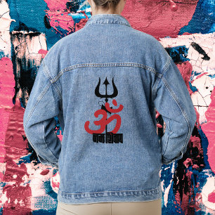 Hindu God Shiva Om Namah Shivay met Trident OM Denim Jacket