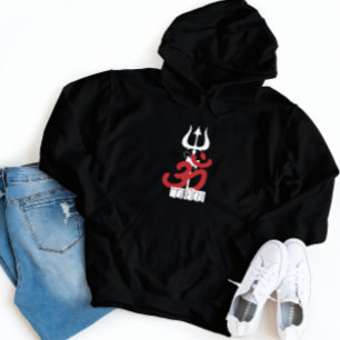 Hindu God Shiva Om Namah Shivay met Trident OM Hoodie