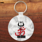 Hindu God Shiva Om Namah Shivay met Trident OM Sleutelhanger (Voorkant)