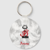 Hindu God Shiva Om Namah Shivay met Trident OM Sleutelhanger (Achterkant)