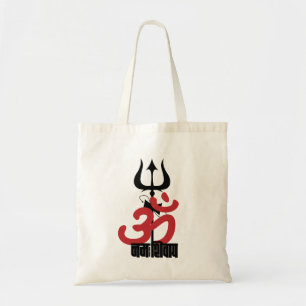 Hindu God Shiva Om Namah Shivay met Trident OM Tote Bag