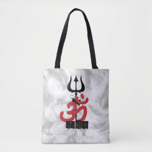 Hindu God Shiva Om Namah Shivay met Trident OM Tote Bag