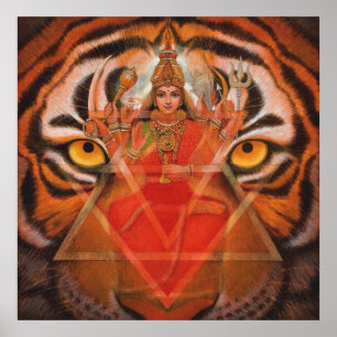 Hindu Goddess Durga en Tiger Art Poster