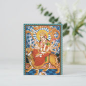 Hindu Goddess Durga met tijgerkaarten Briefkaart (Staand voorkant)