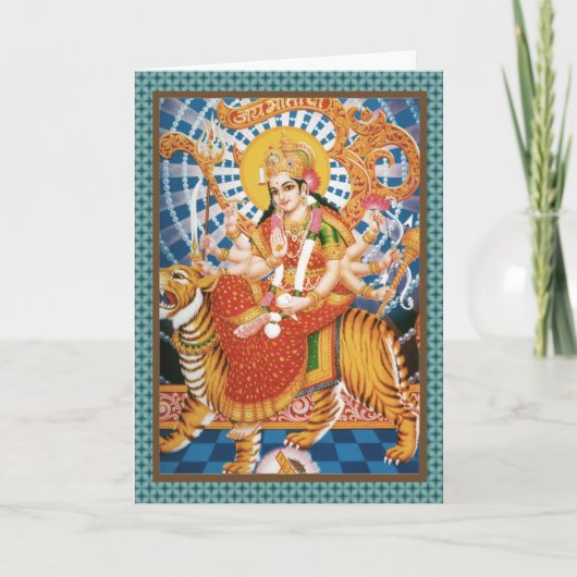 Hindu Goddess Durga met tijgerkaarten Kaart (Voorkant)