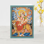 Hindu Goddess Durga met tijgerkaarten Kaart (Gele Bloem)
