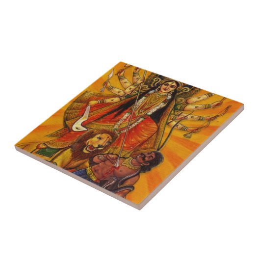 HINDU GODDESS DURGA-OVERZICHT OVER EVIL TEGELTJE (Zijkant)